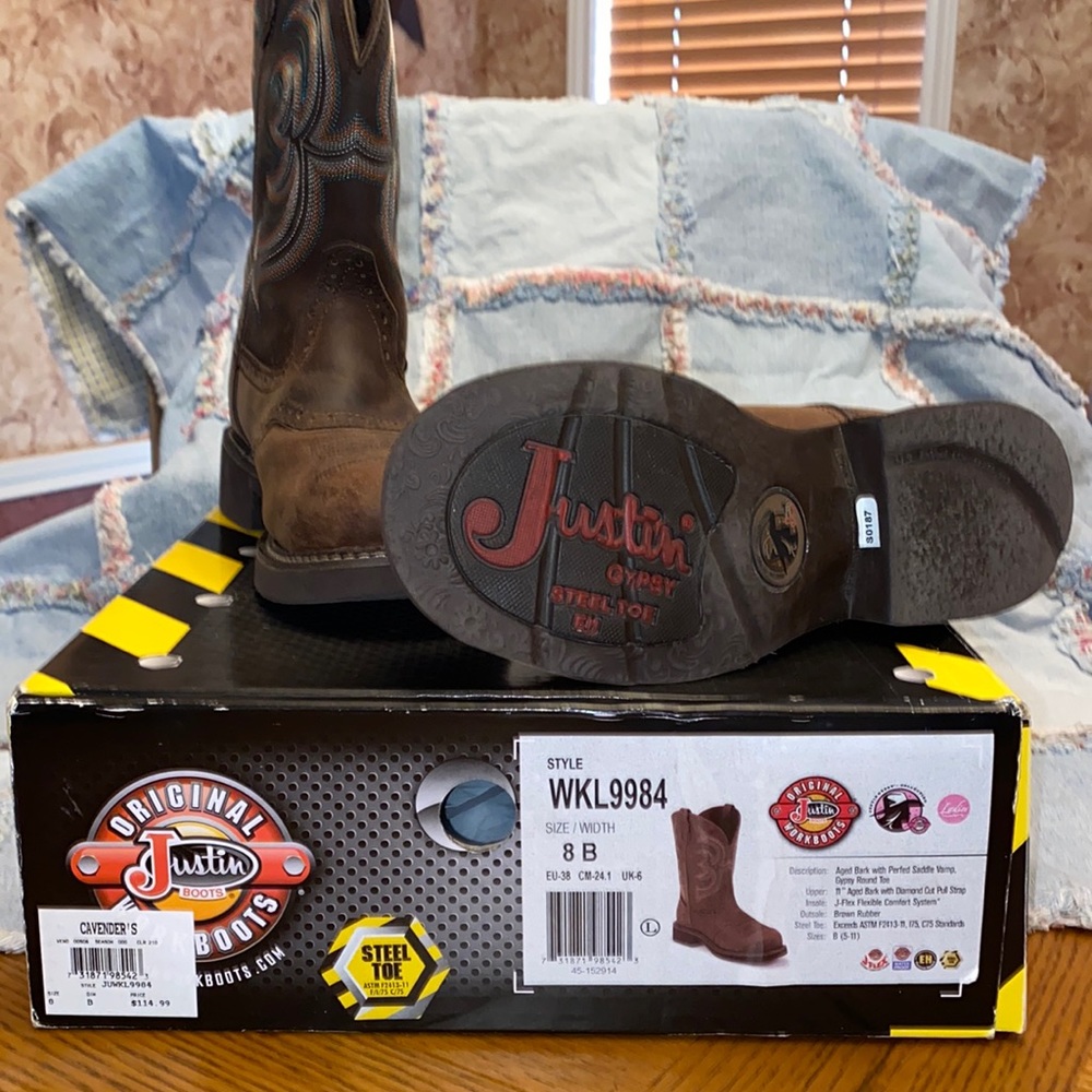 Womens Justin Gypsy Round Toe Steel Toe Work Boots size 8B